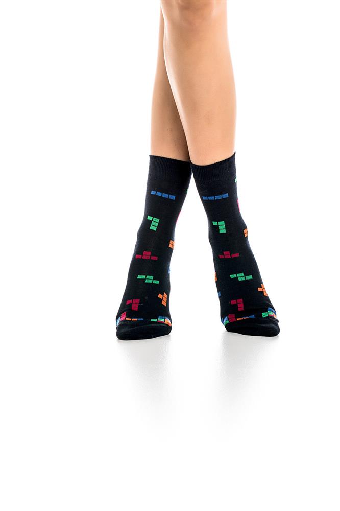 ΒΑΜΒΑΚΕΡΗ ΓΥΝΑΙΚΕΙΑ ΚΑΛΤΣΑ INIZIO ΜΕ ΣΧΕΔΙΟ TETRIS 3103 ΜΠΛΕ φωτογραφία