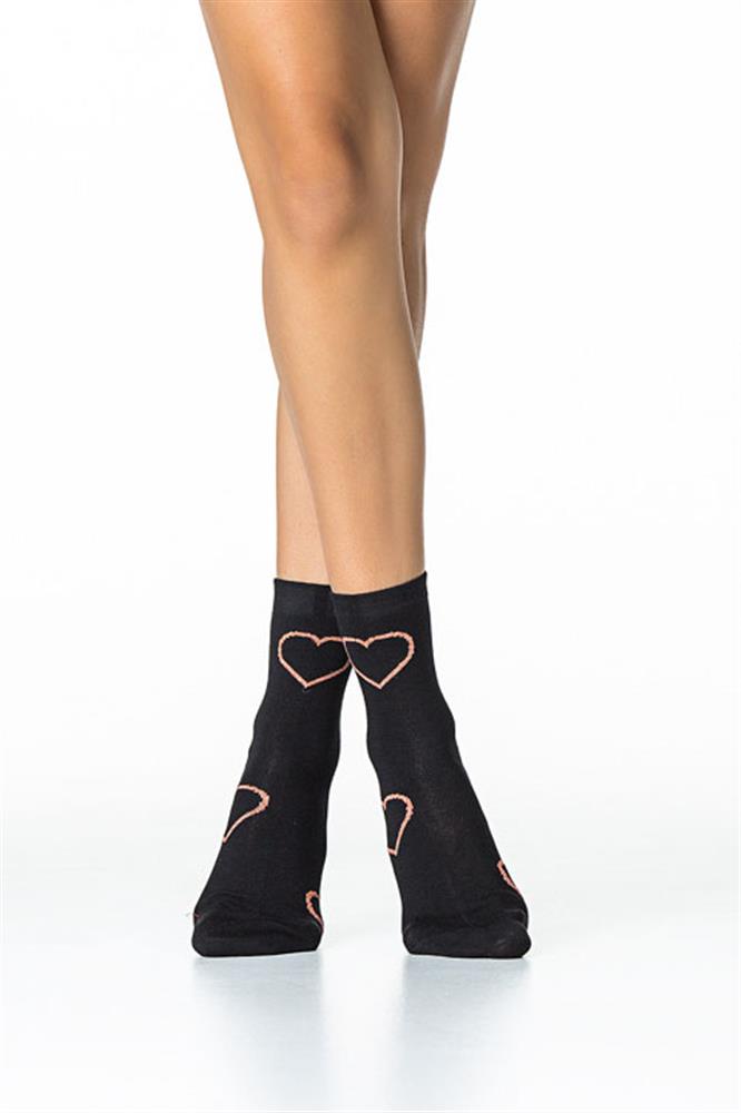 ΒΑΜΒΑΚΕΡΗ ΓΥΝΑΙΚΕΙΑ ΚΑΛΤΣΑ INIZIO ΜΕ ΣΧΕΔΙΟ ΚΑΡΔΙΑ 3105 ΜΑΥΡΟ φωτογραφία