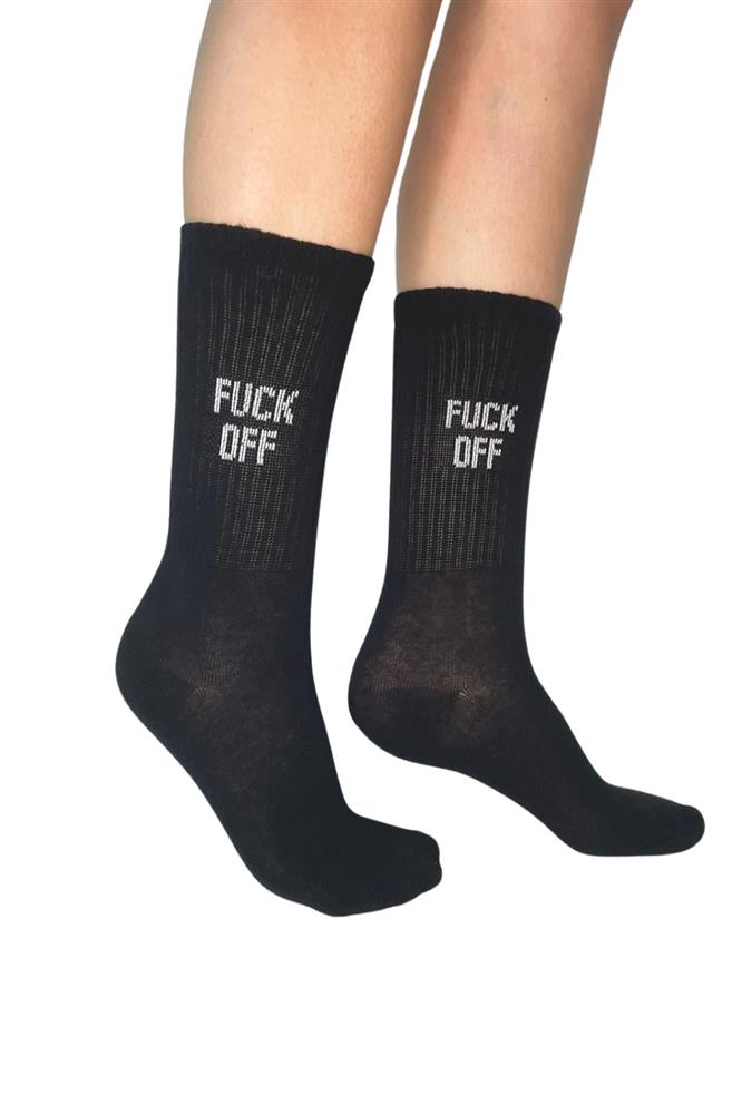 ΓΥΝΑΙΚΕΙΑ ΒΑΜΒΑΚΕΡΗ ΚΑΛΤΣΑ ΙΝΙΖΙΟ ΣΧΕΔΙΟ FUCK OFF 3197-28 ΜΑΥΡΟ φωτογραφία